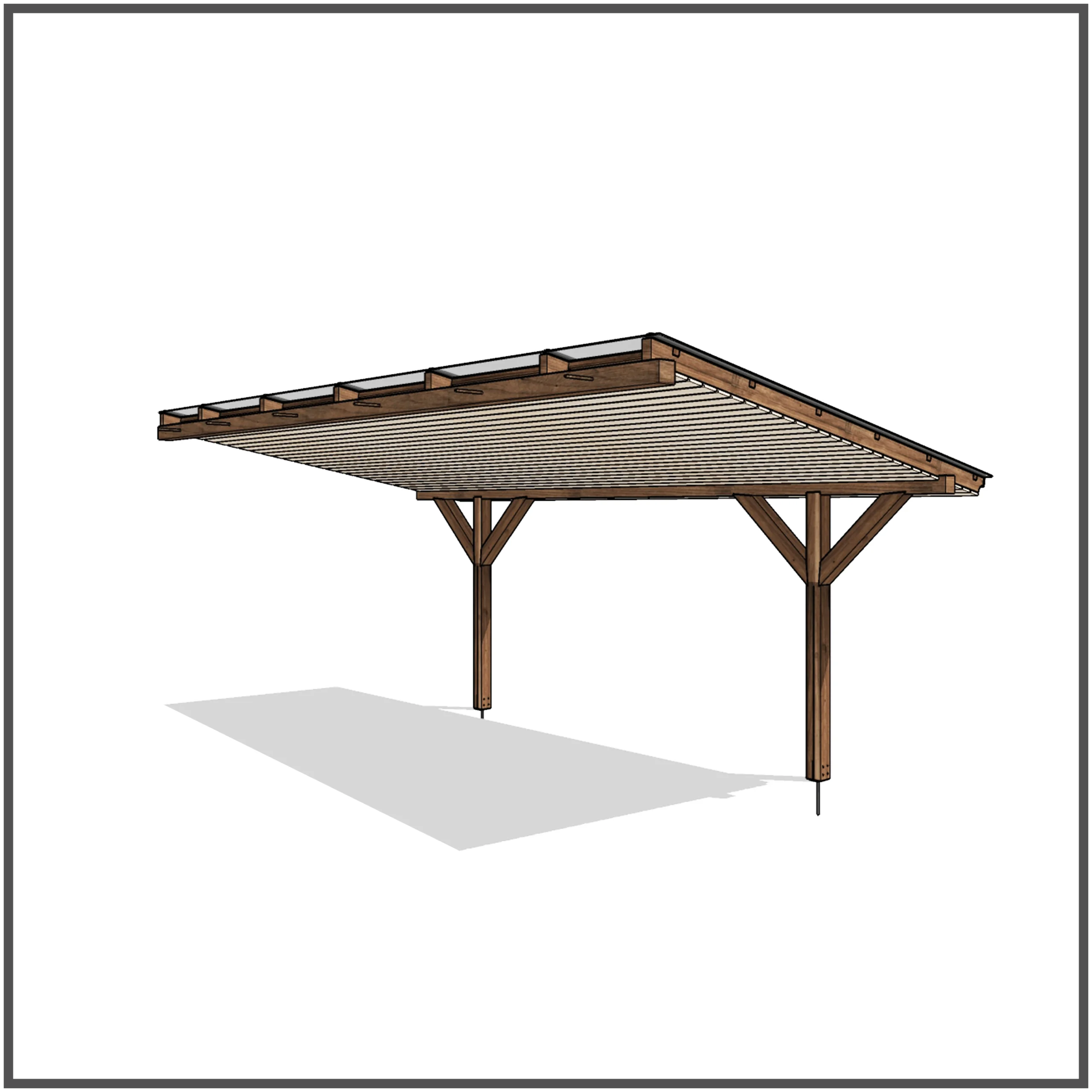 Zadaszenie drewniane Classic widok tylni integracja z ogrodem