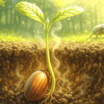 Kiełkujące nasiono pod wpływem czynnika temperatury