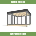 wizualizacja 3D projekt altany ogrodowej drewnianej aksonometria