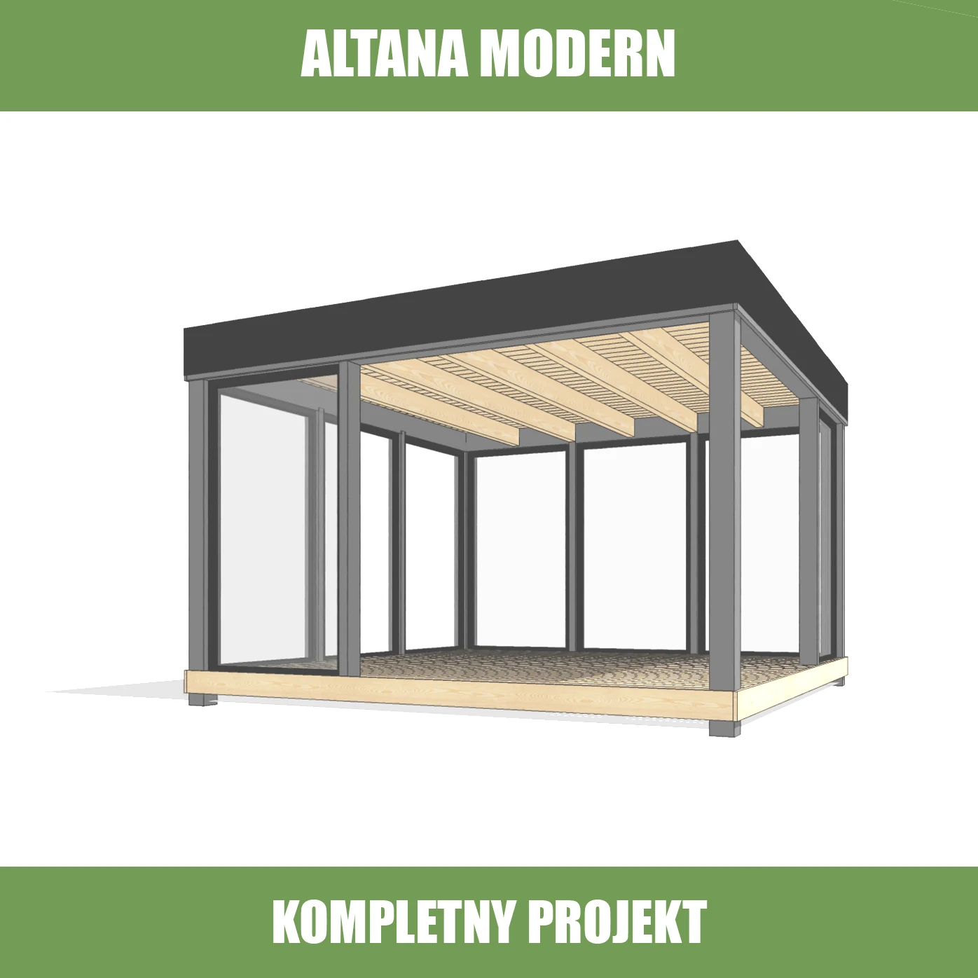 wizualizacja 3D projekt altany ogrodowej drewnianej aksonometria