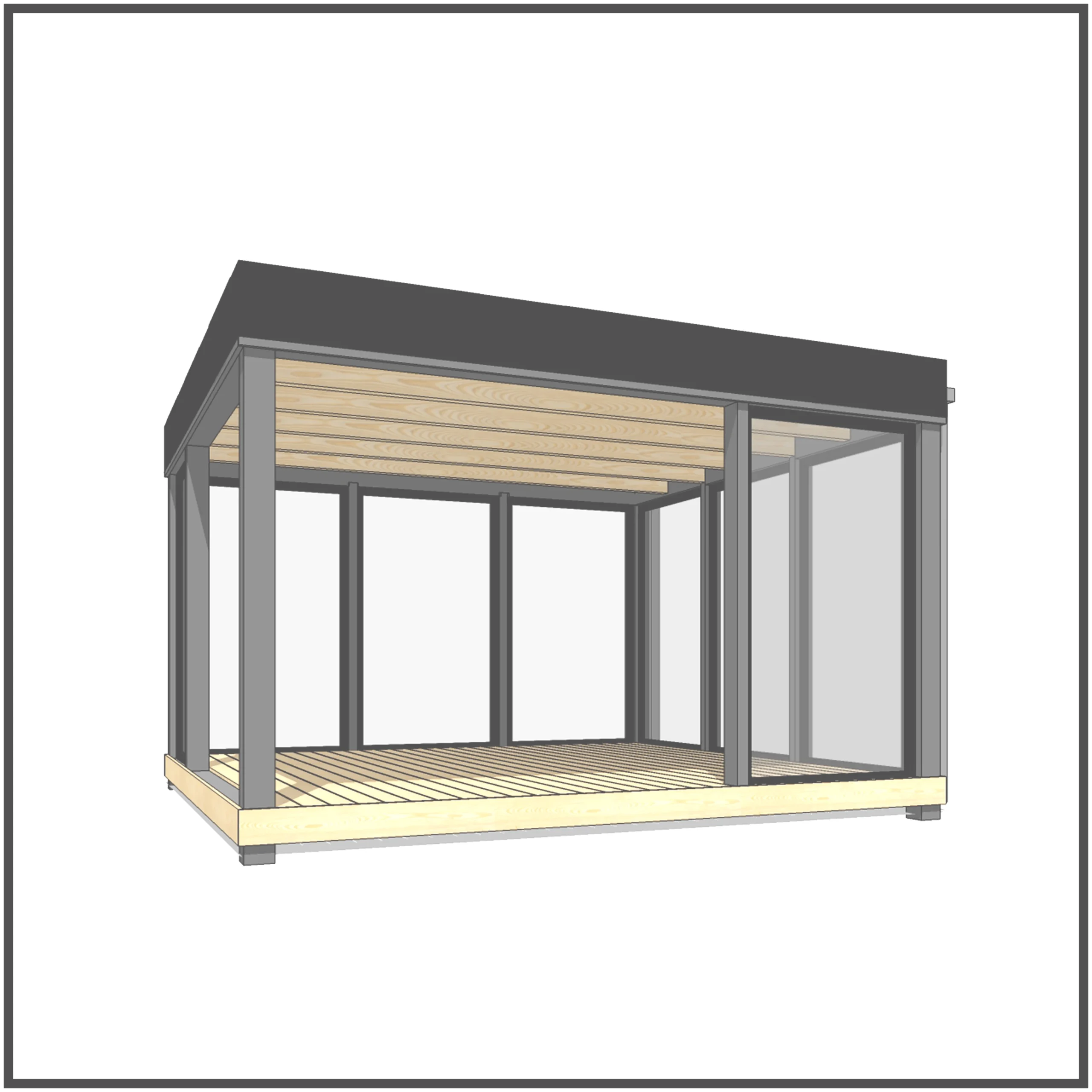 projekt altany ogrodowej drewnianej widok boczny lewy