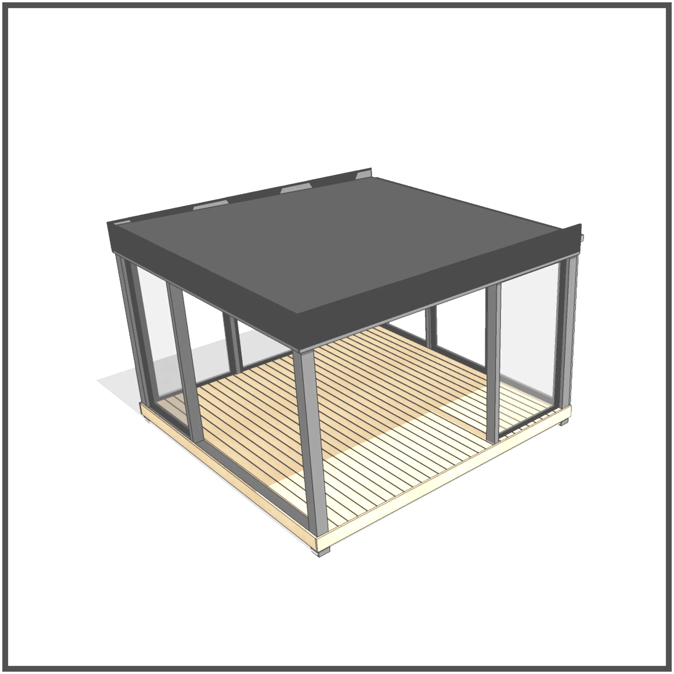 projekt altany ogrodowej drewnianej z lotu ptaka wizualizacja