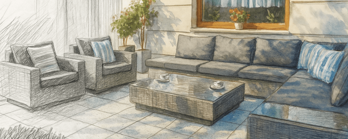 wyjątkowy taras ogrodowy z płyt betonowych