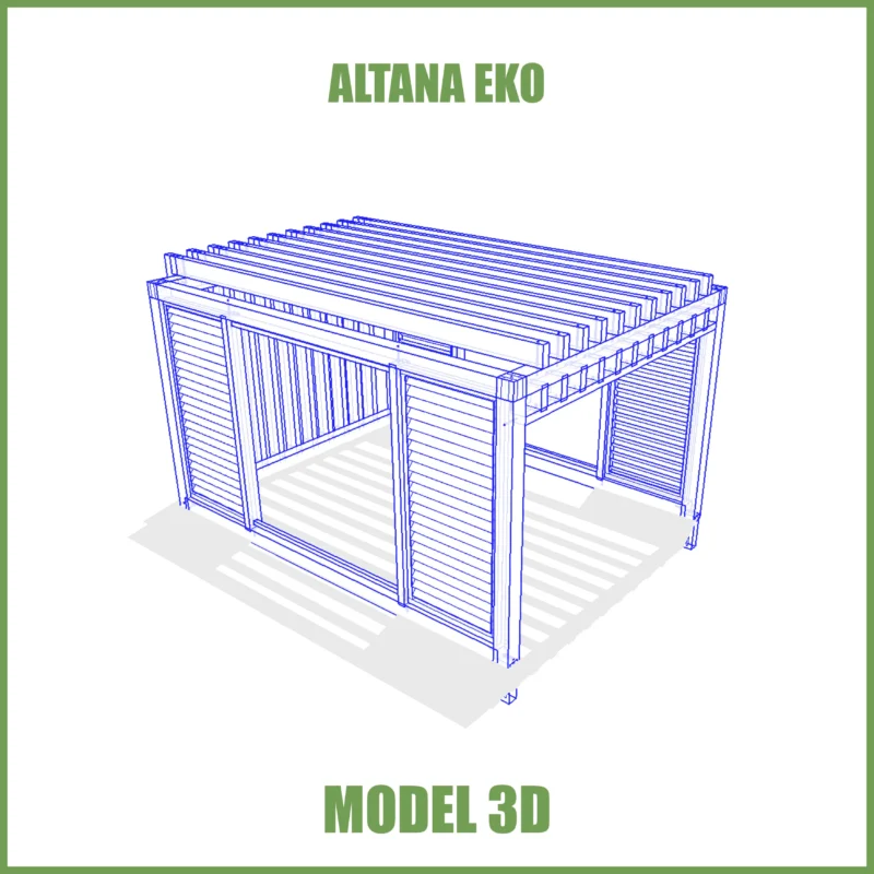 Szczegółowy model 3D altany ogrodowej EKO z realistycznymi detalami