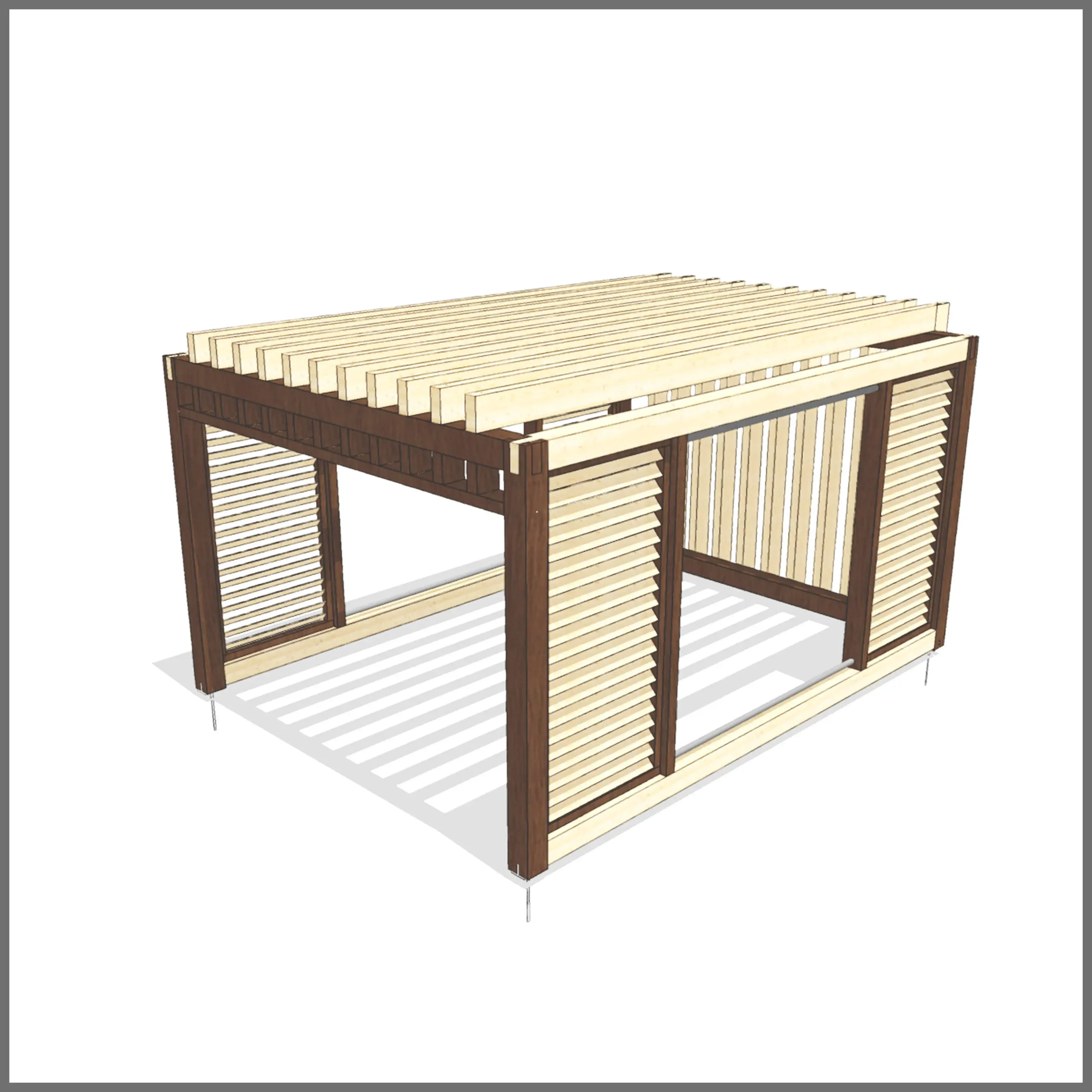 Aksonometria konstrukcji altany ogrodowej EKO 414 × 314 cm