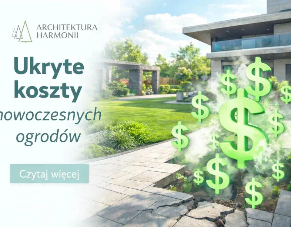 nowoczesny ogród z którego wyłaniają się ukryte koszty