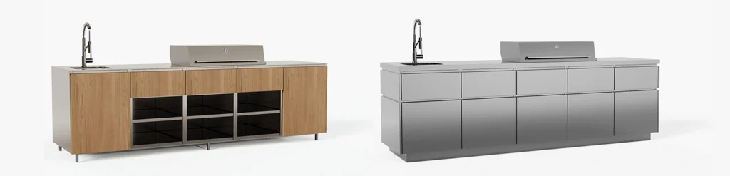 Wyspy kuchenne do kuchni zewnętrznych - lekkie i nowoczesne.