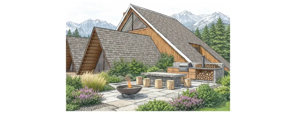 Kuchnia zewnętrzna przy restauracji domu turystycznego.