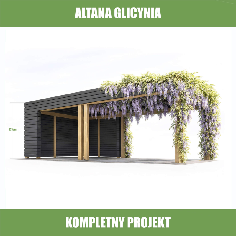 Altana ogrodowa z glicynią pergola drewniana projekt PDF ażurowe zadaszenie rośliny pnące